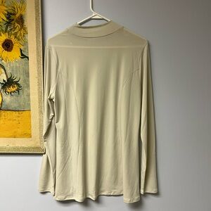 Zenana mock neck Cream Long Sleeve Women's Top